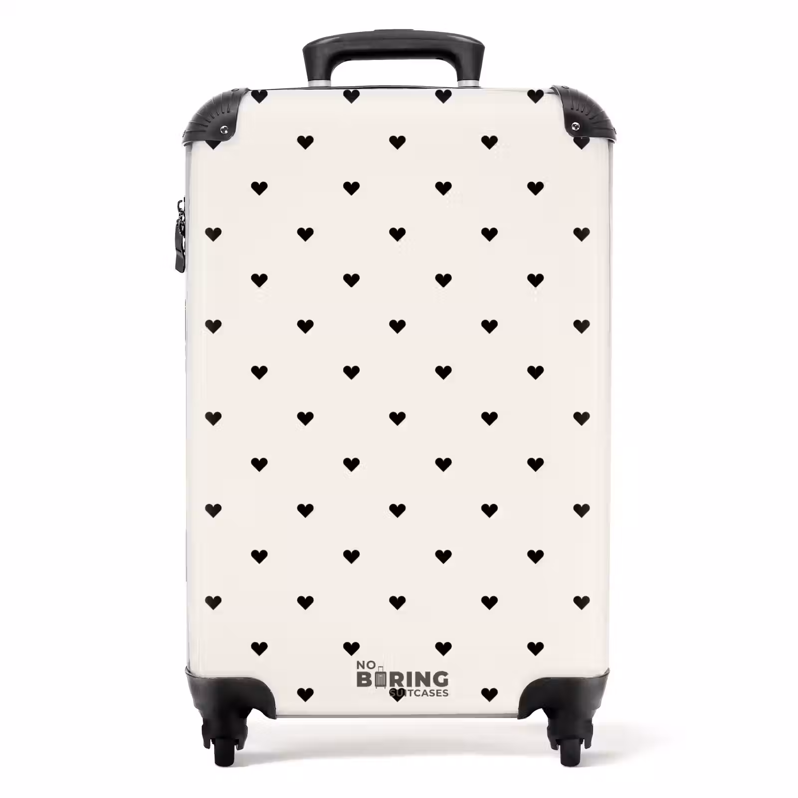 Suitcase - Valentine hearts rows pattern black — 1