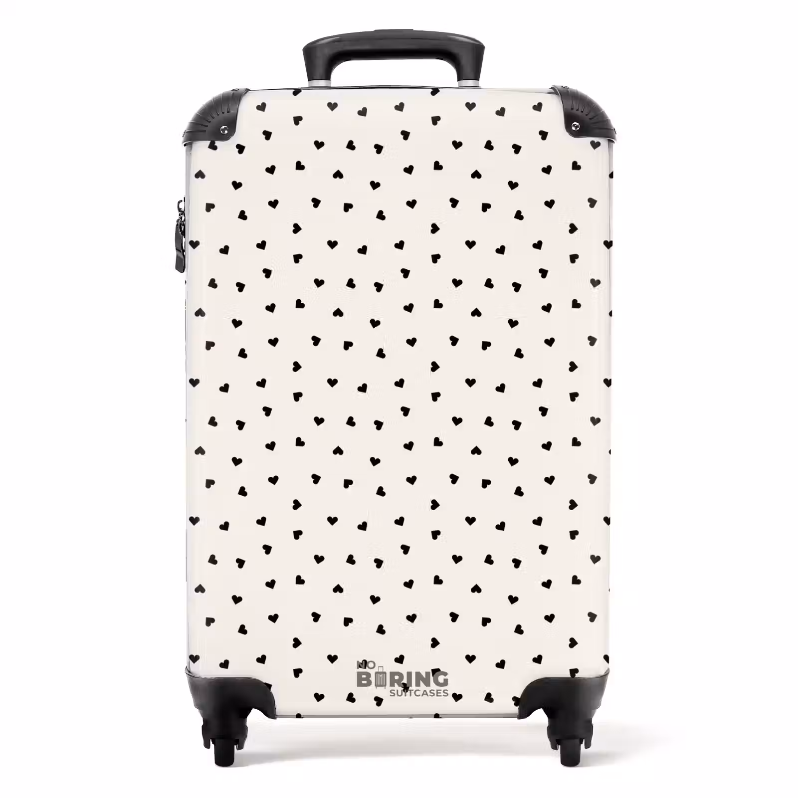Suitcase - Valentine scattered heart pattern black — 1