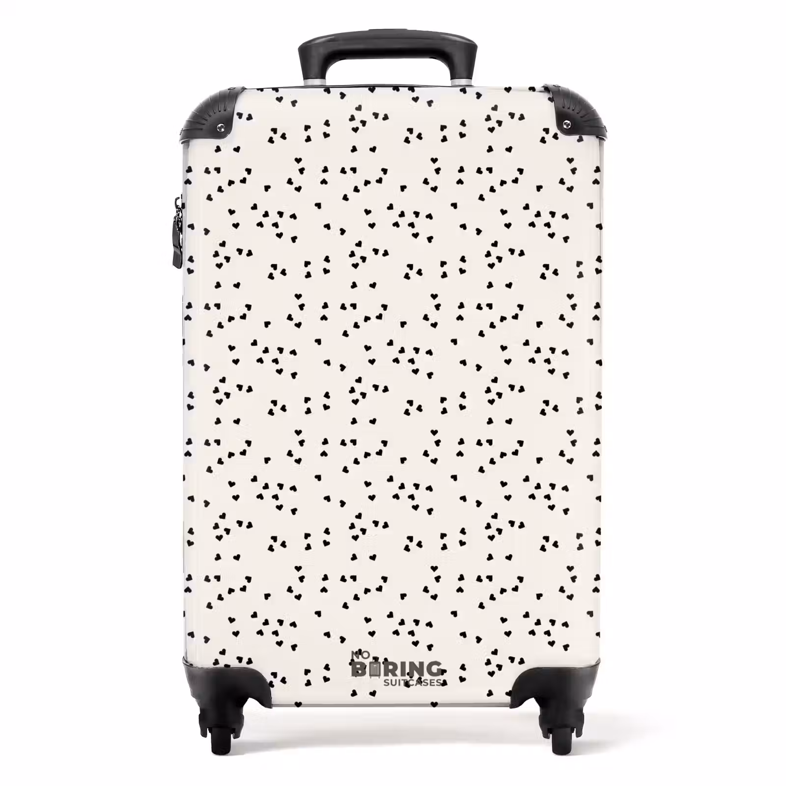 Suitcase - Valentine scattered hearts pattern black — 1