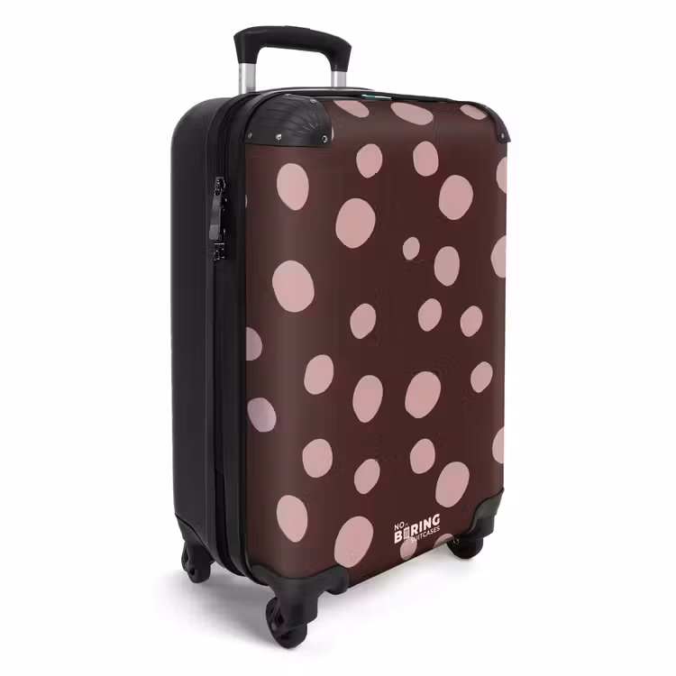 Suitcase - Deep brown background with pink dots — 2