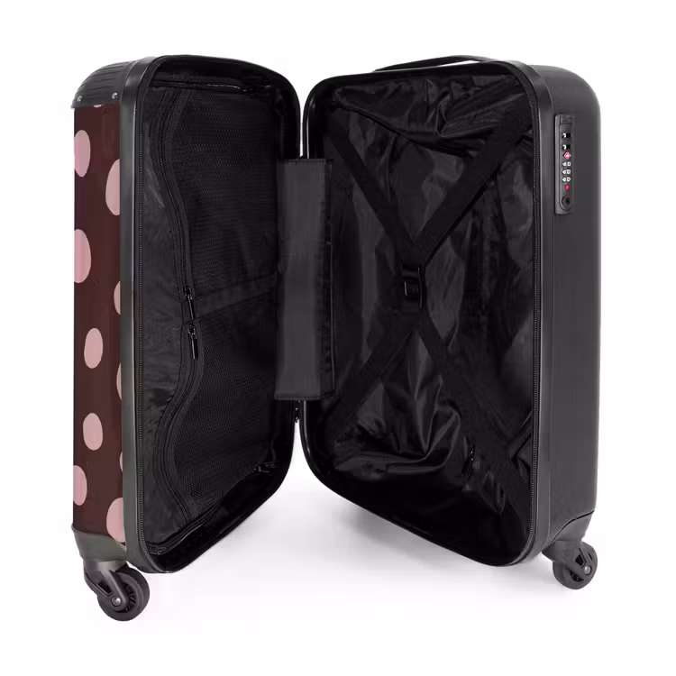 Suitcase - Deep brown background with pink dots — 5