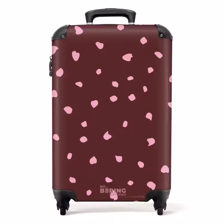 Suitcase - Pink spots on bordeaux colored background — 1