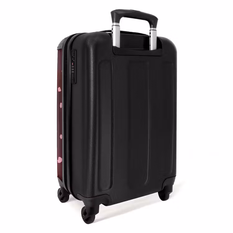 Suitcase - Pink spots on bordeaux colored background — 4