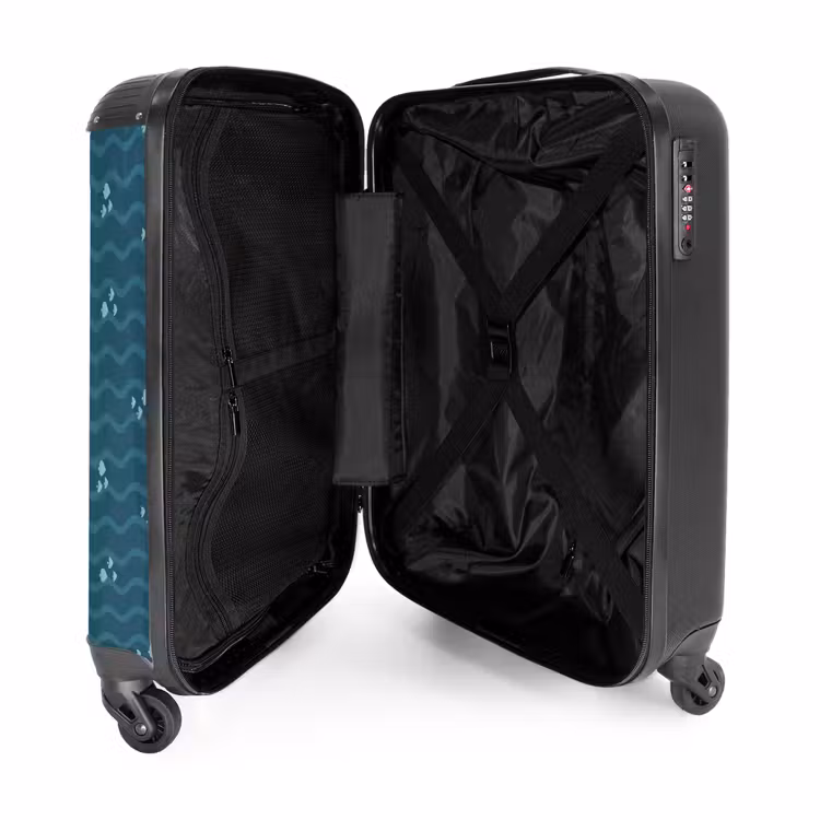 Suitcase - Sea with fish pattern green blue — 5