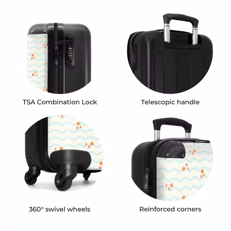 Suitcase - Sea with fish pattern orange blue — 8