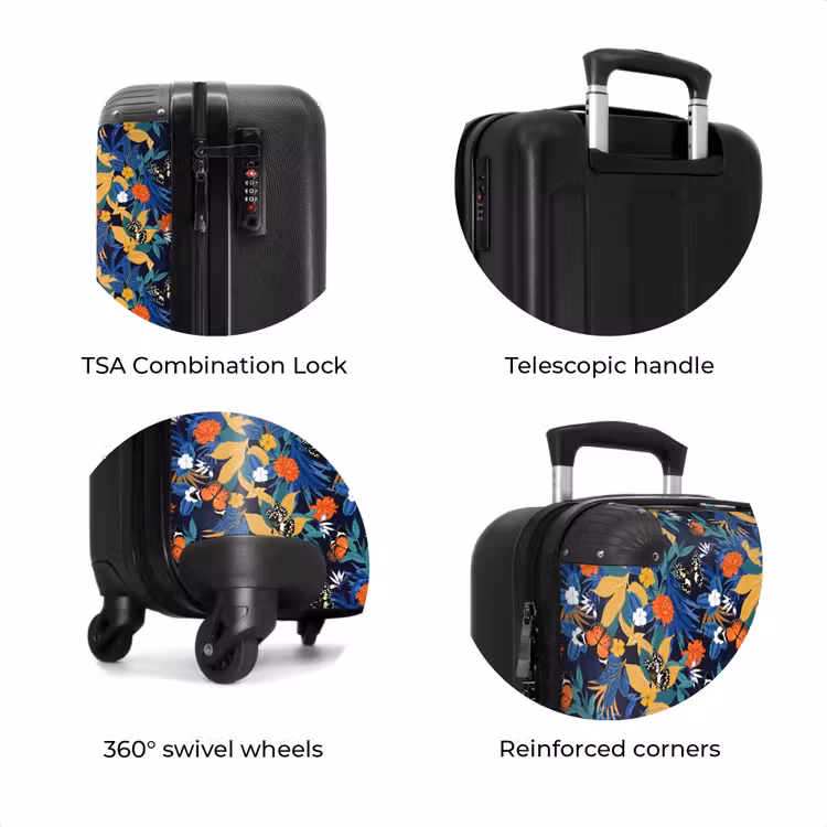 Suitcase - Tropical butterfly pattern dark blue — 8