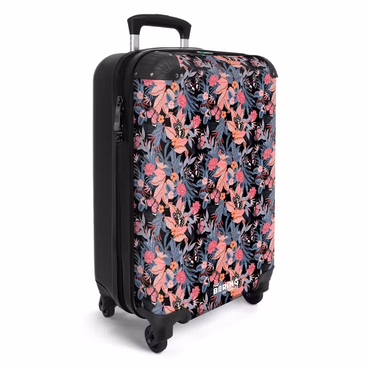 Suitcase - Tropical butterfly pattern pink blue — 2