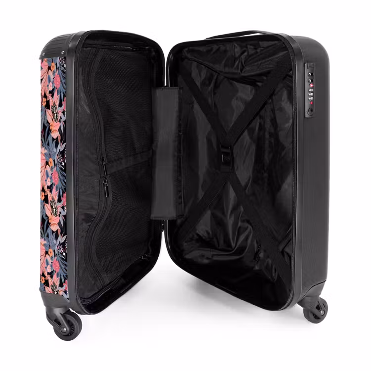 Suitcase - Tropical butterfly pattern pink blue — 5