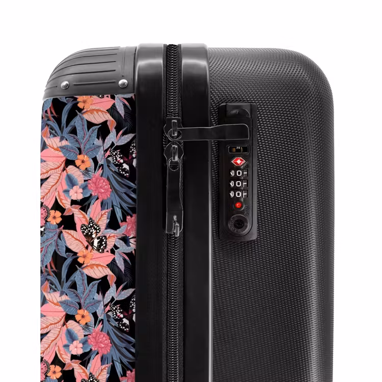 Suitcase - Tropical butterfly pattern pink blue — 6