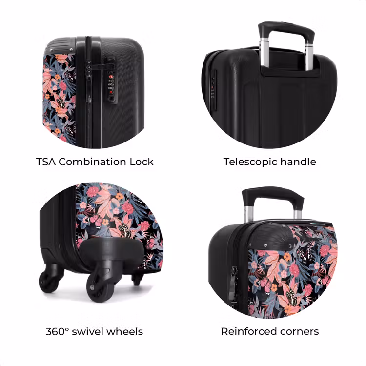 Suitcase - Tropical butterfly pattern pink blue — 8