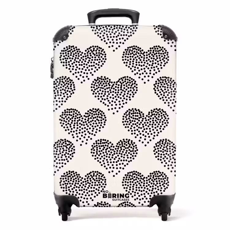 Suitcase - Valentine dots heart pattern black — 1