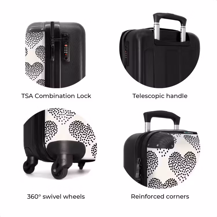 Suitcase - Valentine dots heart pattern black — 8