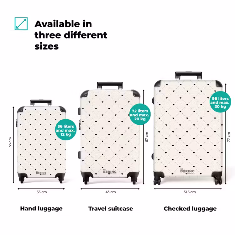 Suitcase - Valentine dots with hearts pattern black — 3