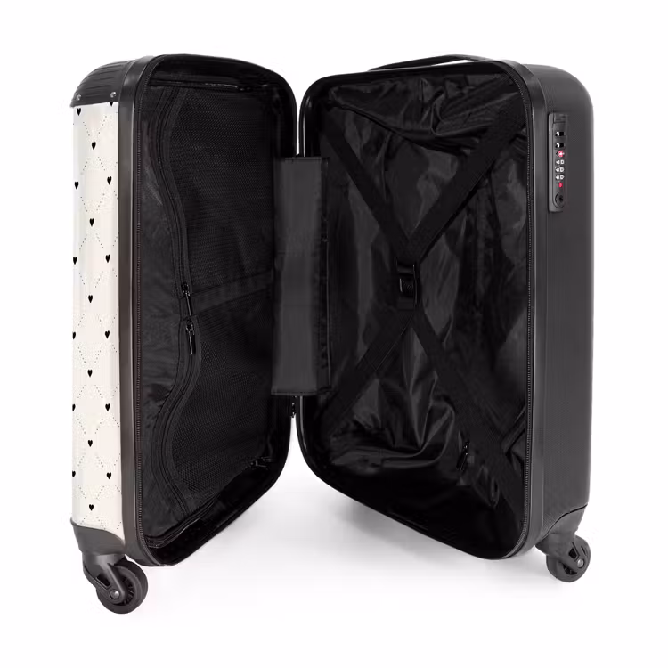 Suitcase - Valentine dots with hearts pattern black — 5