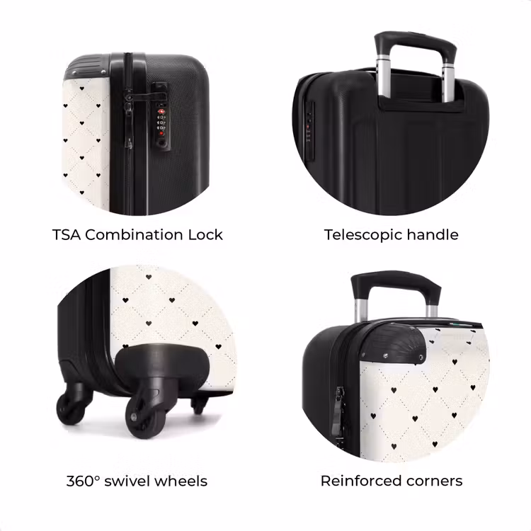 Suitcase - Valentine dots with hearts pattern black — 8