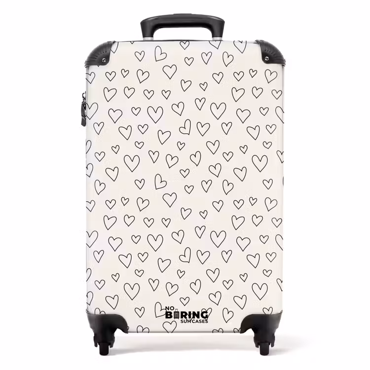 Suitcase - Valentine heart rain pattern black — 1