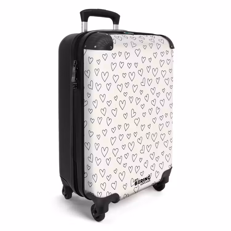 Suitcase - Valentine heart rain pattern black — 2