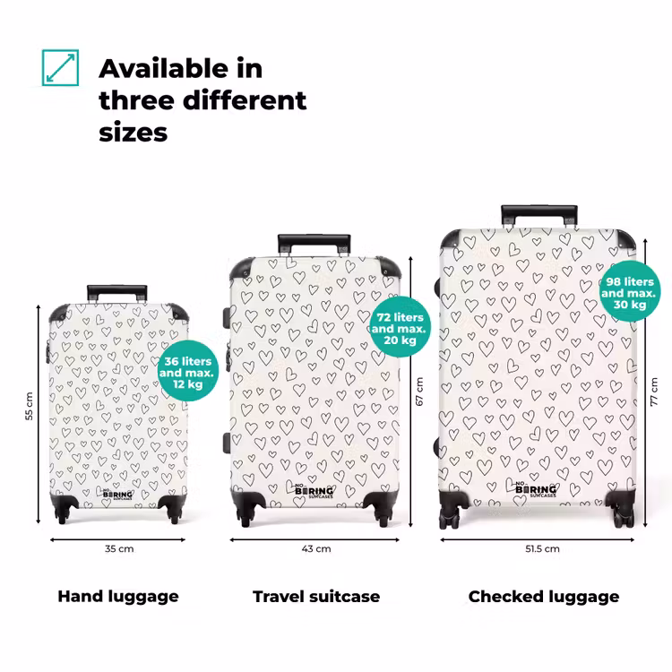 Suitcase - Valentine heart rain pattern black — 3