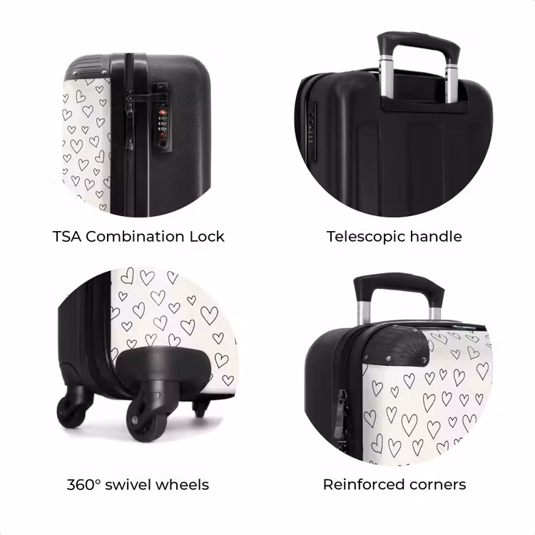Suitcase - Valentine heart rain pattern black — 8