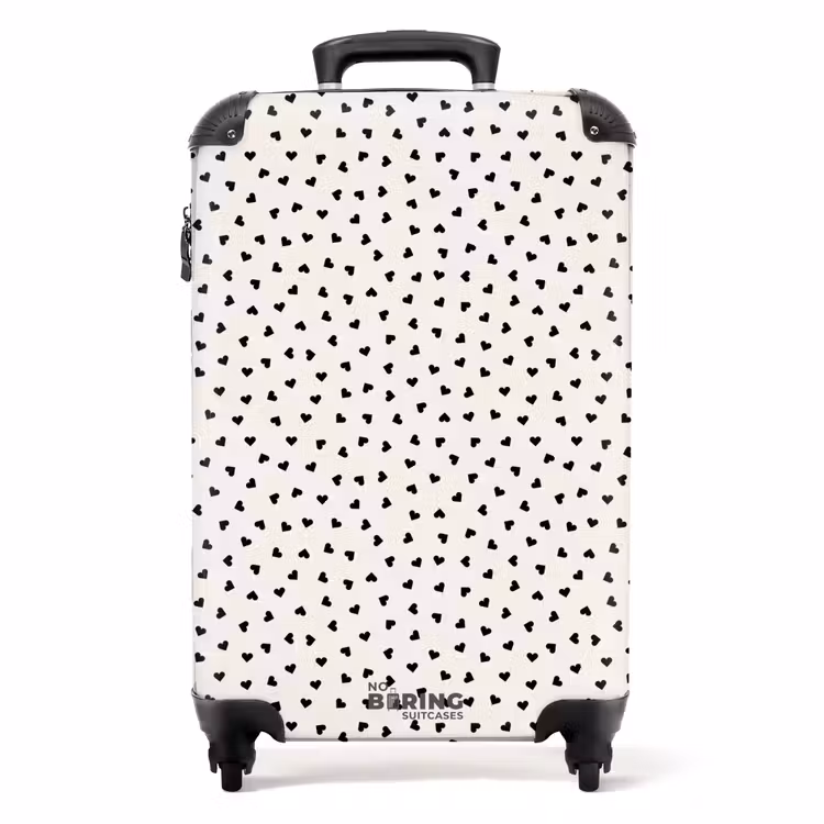 Suitcase - Valentine heart shaped pattern black — 1