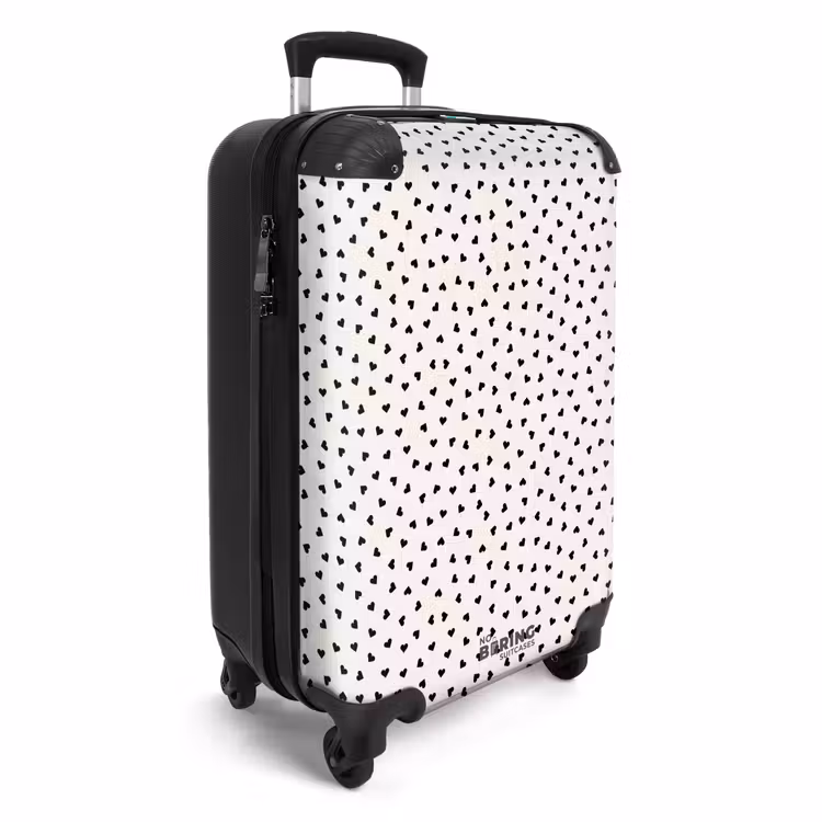 Suitcase - Valentine heart shaped pattern black — 2