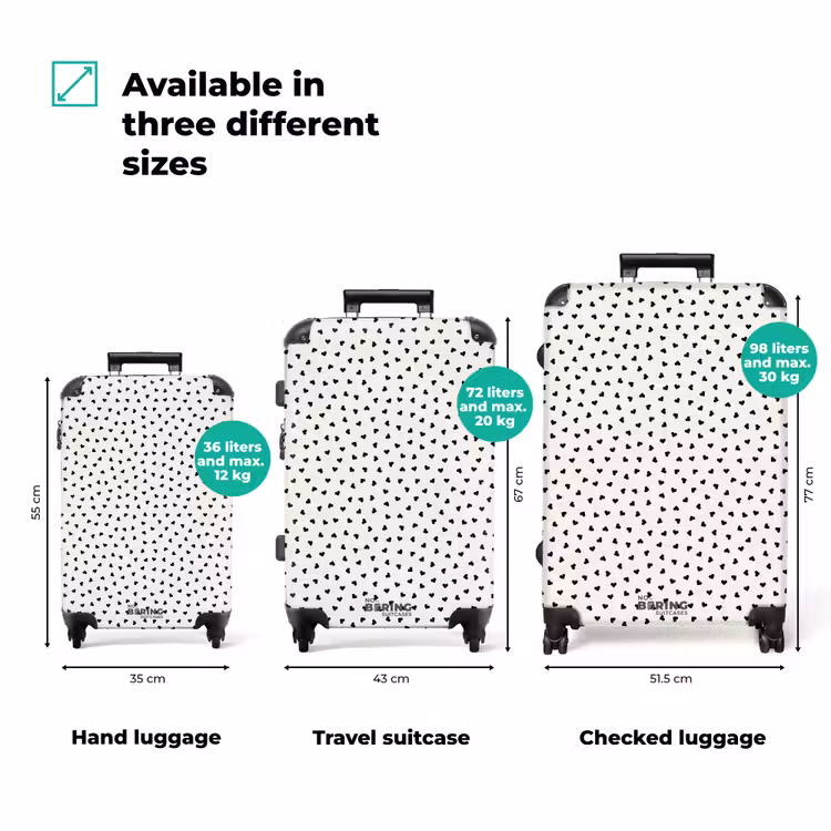 Suitcase - Valentine heart shaped pattern black — 3