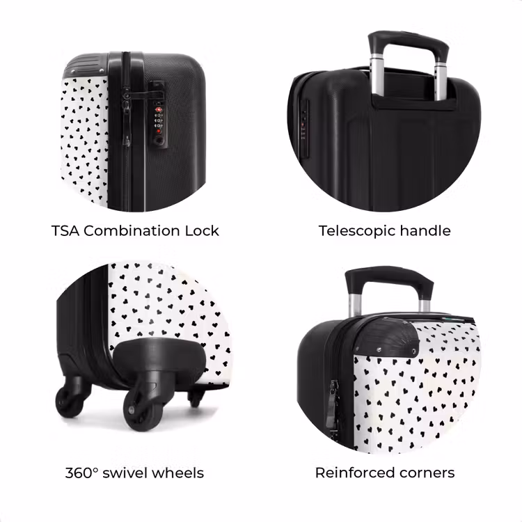 Suitcase - Valentine heart shaped pattern black — 8