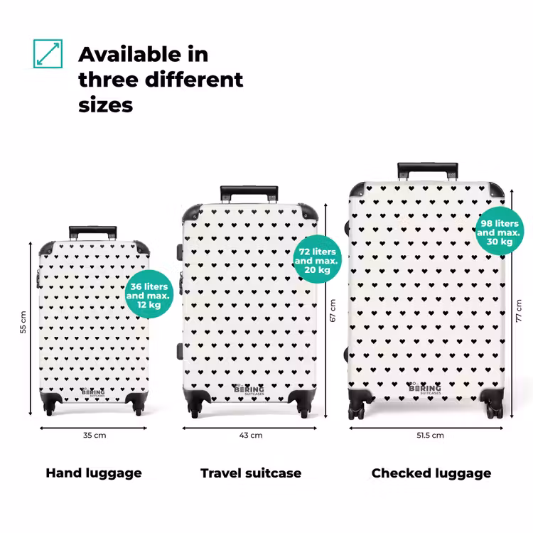 Suitcase - Valentine hearts black and white — 3
