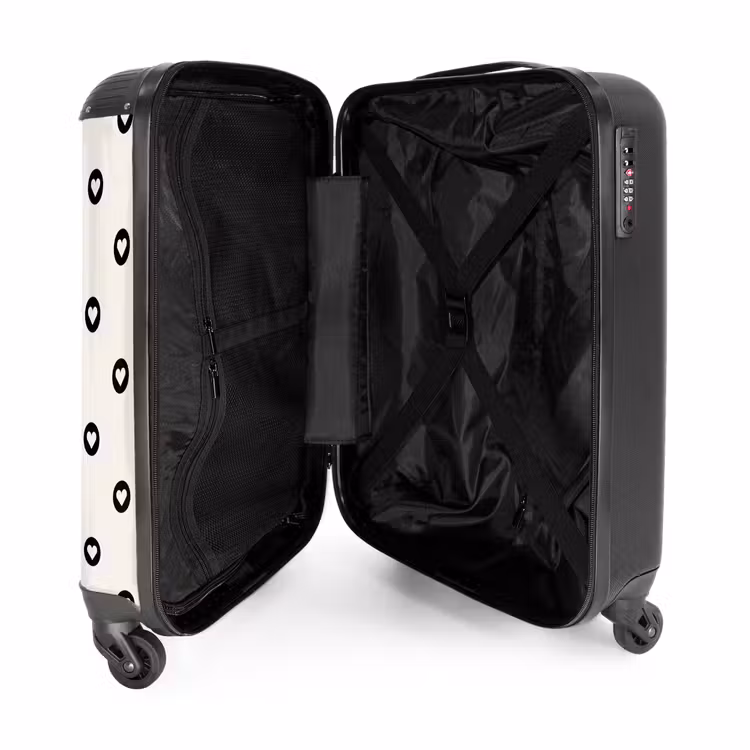 Suitcase - Valentine hearts circle pattern black and white — 5