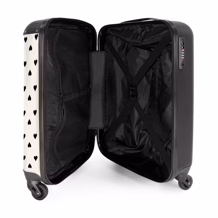Suitcase - Valentine hearts in plaid pattern black — 5