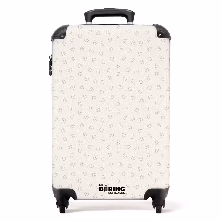 Suitcase - Valentine hearts pattern black — 1