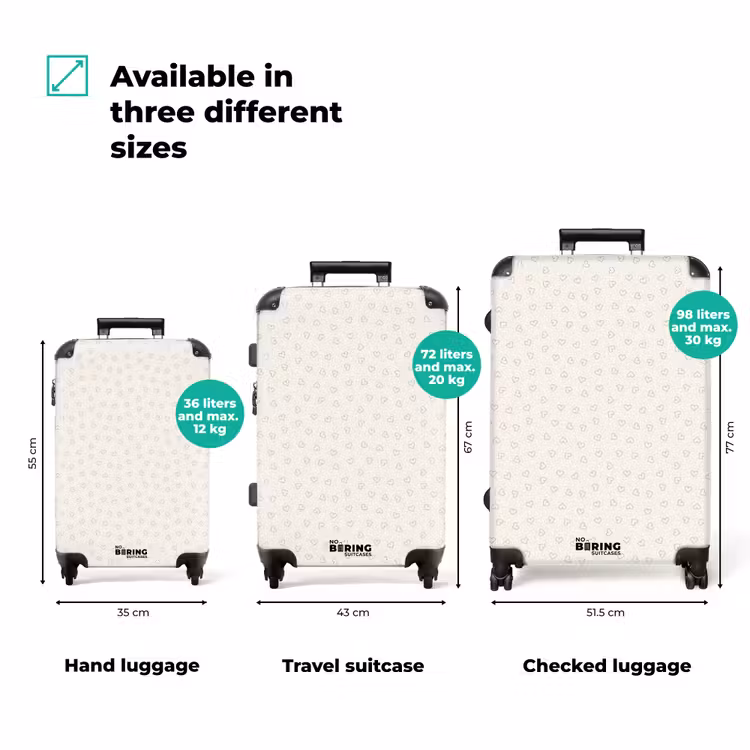 Suitcase - Valentine hearts pattern black — 3
