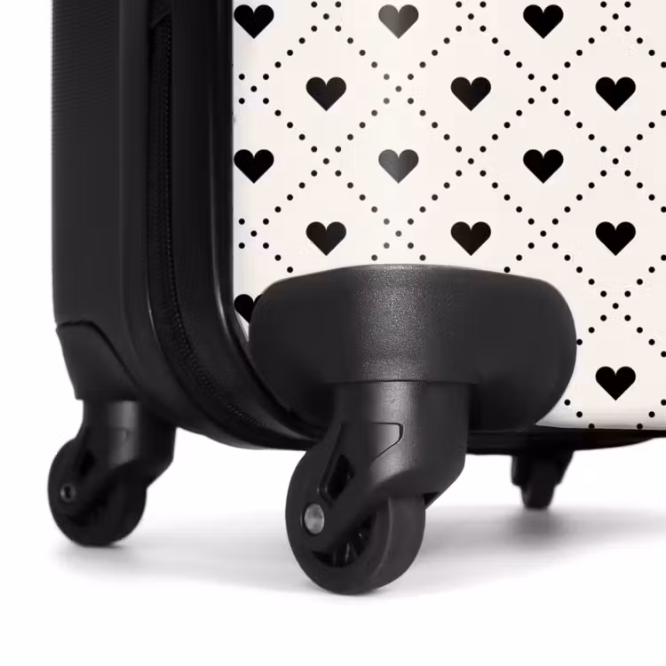 Suitcase - Valentine hearts plaid pattern black and white — 7