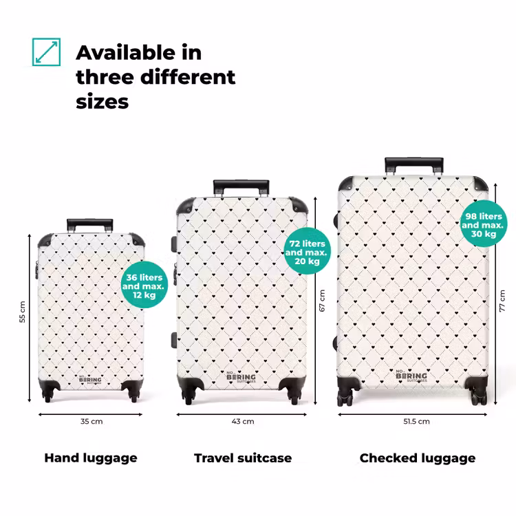Suitcase - Valentine hearts plaid pattern dots — 3