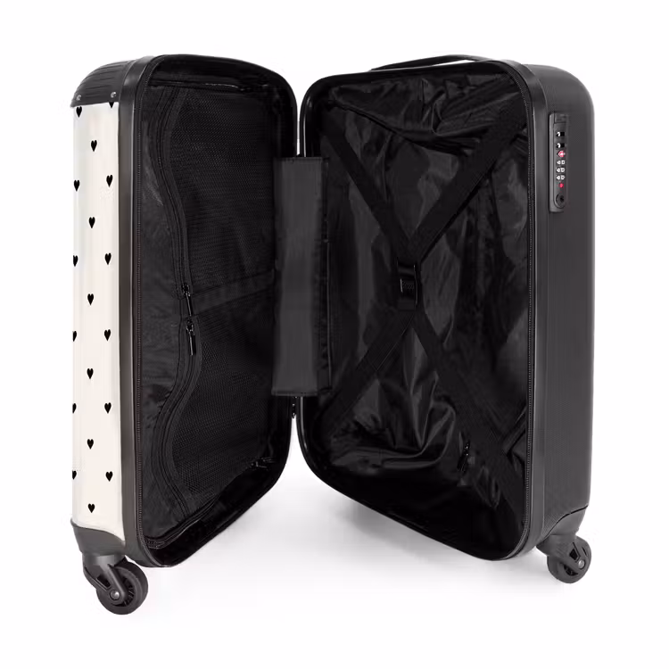 Suitcase - Valentine hearts rows pattern black — 5