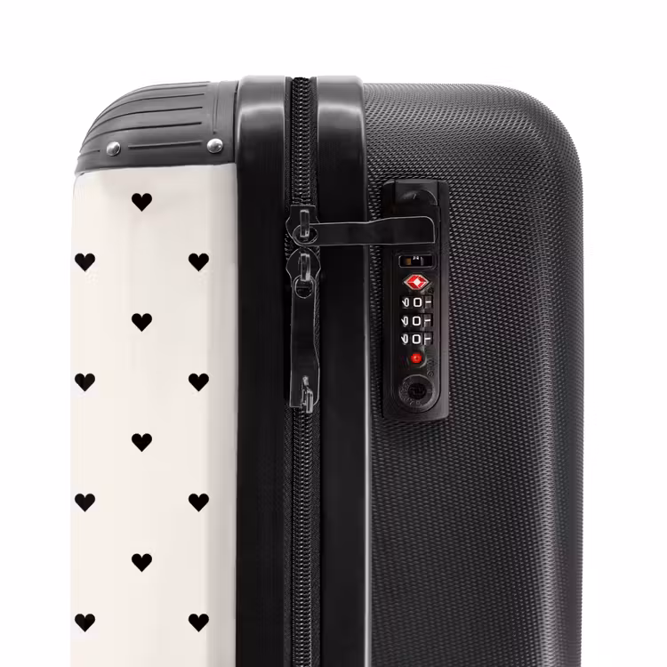 Suitcase - Valentine hearts rows pattern black — 6