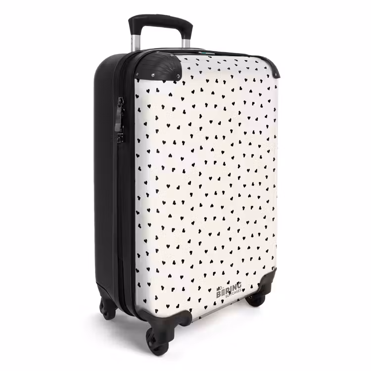 Suitcase - Valentine scattered heart pattern black — 2
