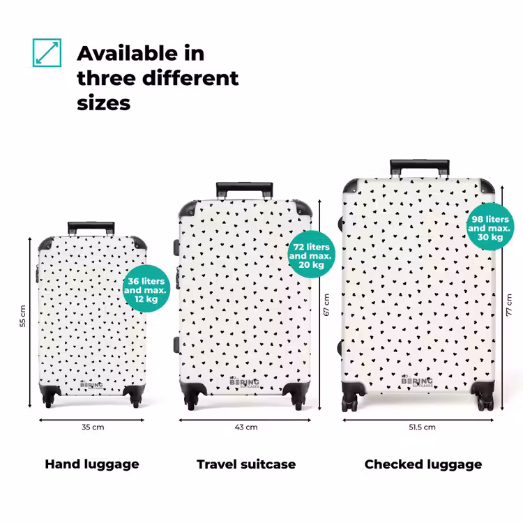 Suitcase - Valentine scattered heart pattern black — 3