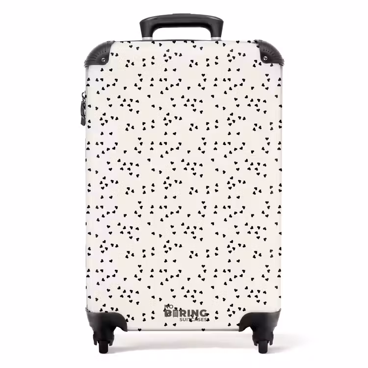Suitcase - Valentine scattered hearts pattern black — 1