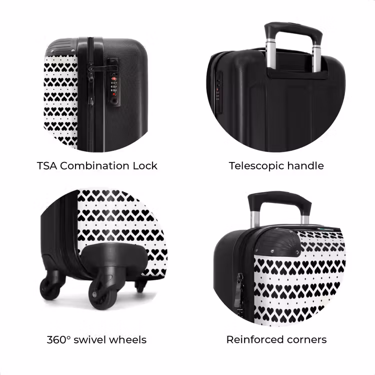 Suitcase - Valentine striped hearts pattern — 8