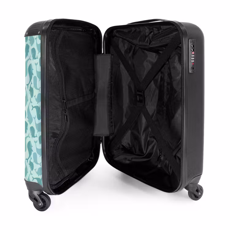 Suitcase - Whale pattern blue green — 5