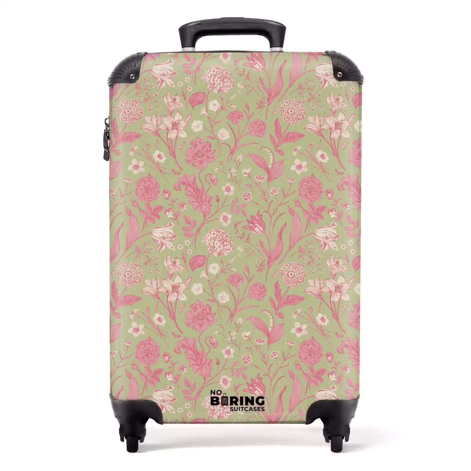 Suitcase - Classic floral pattern pink and green — 1