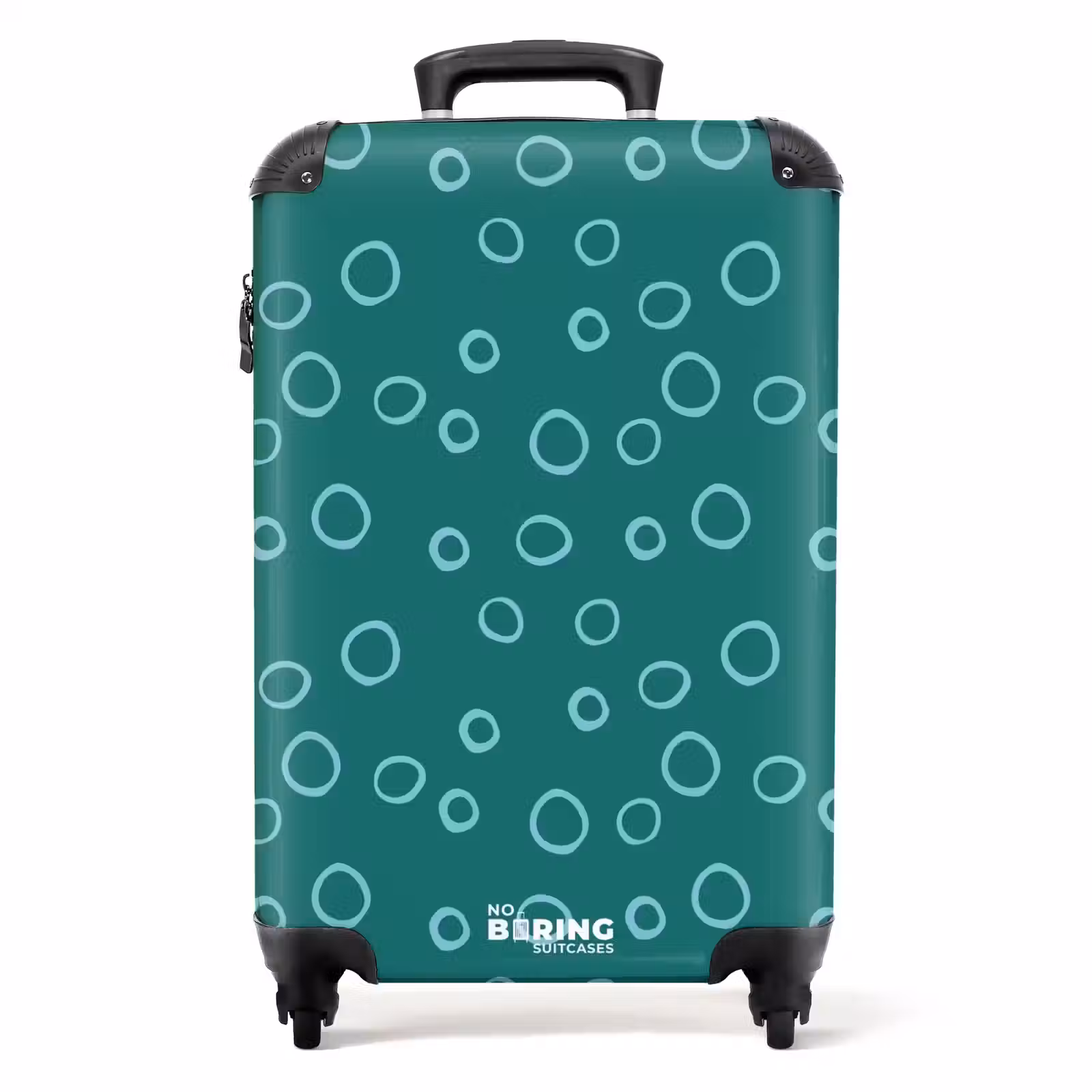 Suitcase - Light blue circles on dark green background — 1