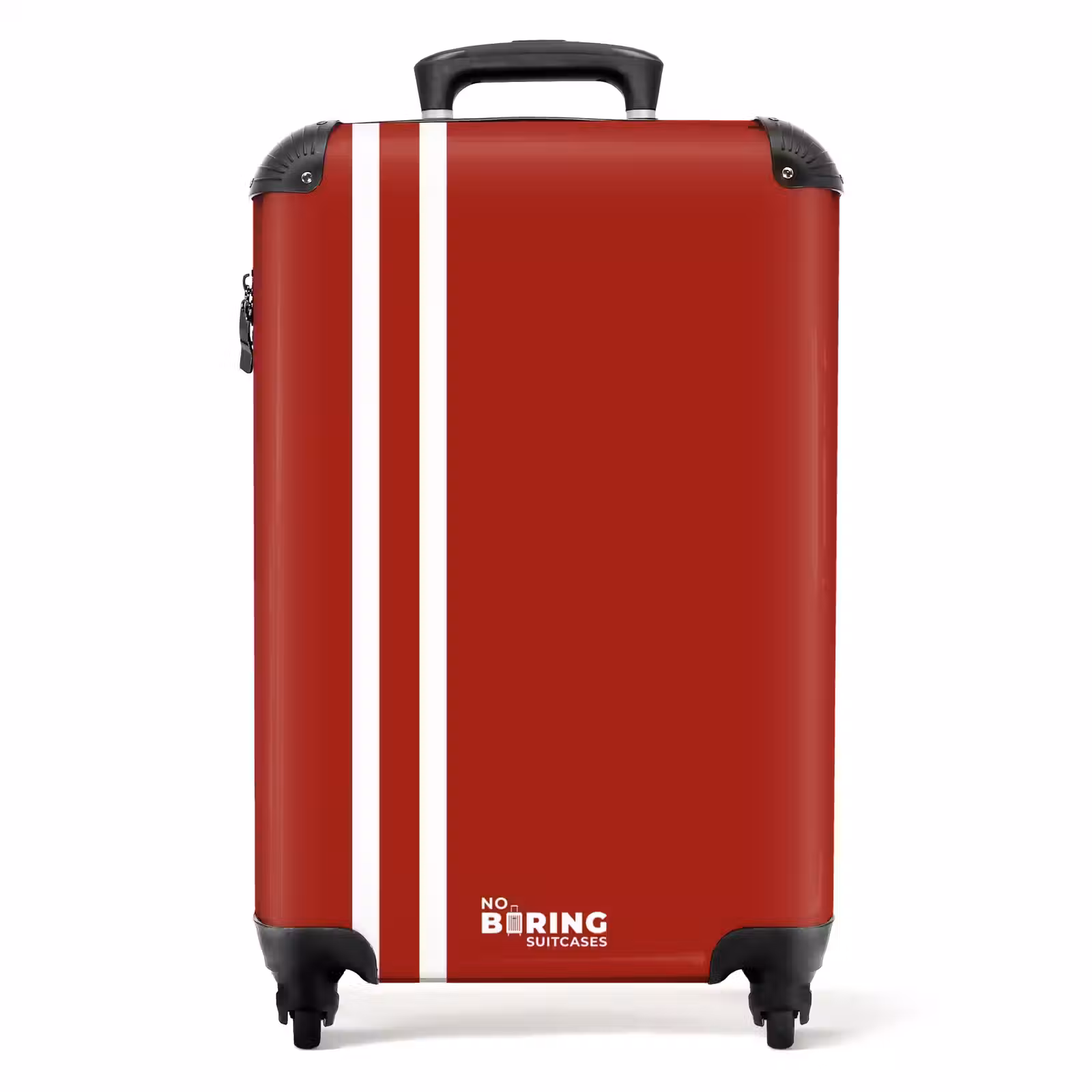 Suitcase - Red background with double white side stripes on the left — 1