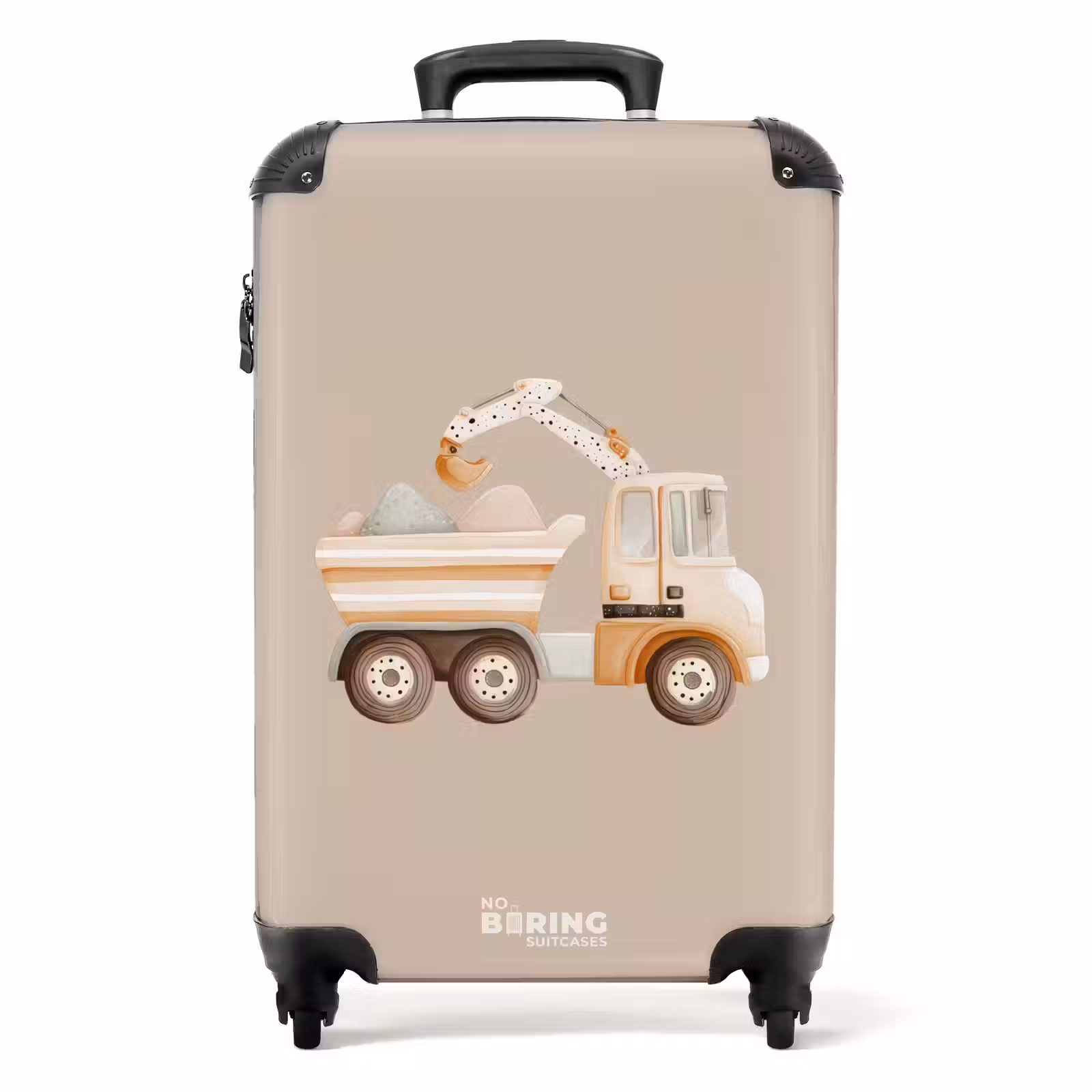 Suitcase - Yellow dump truck in neutral colors — 1