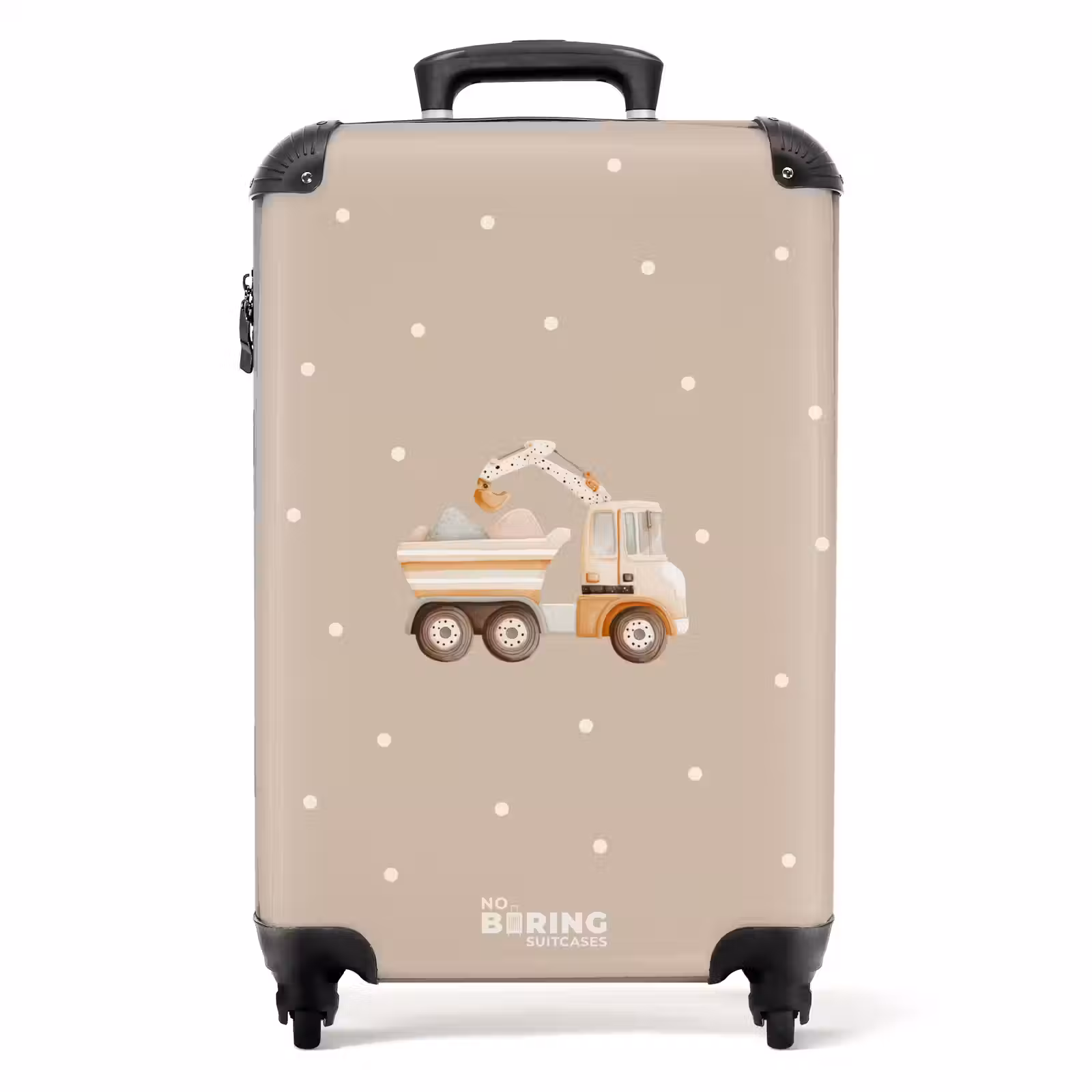 Suitcase - Yellow dump truck with stones and dot pattern — 1