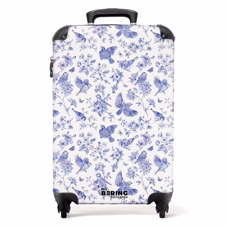 Suitcase - Classic bird and flower pattern blue and white — 1