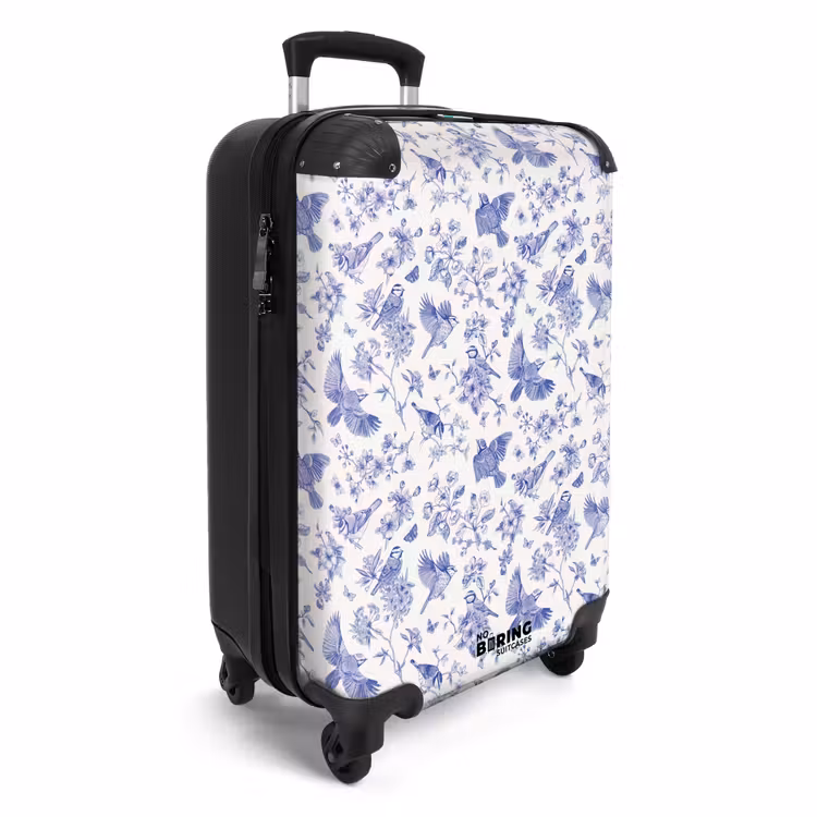 Suitcase - Classic bird and flower pattern blue and white — 2