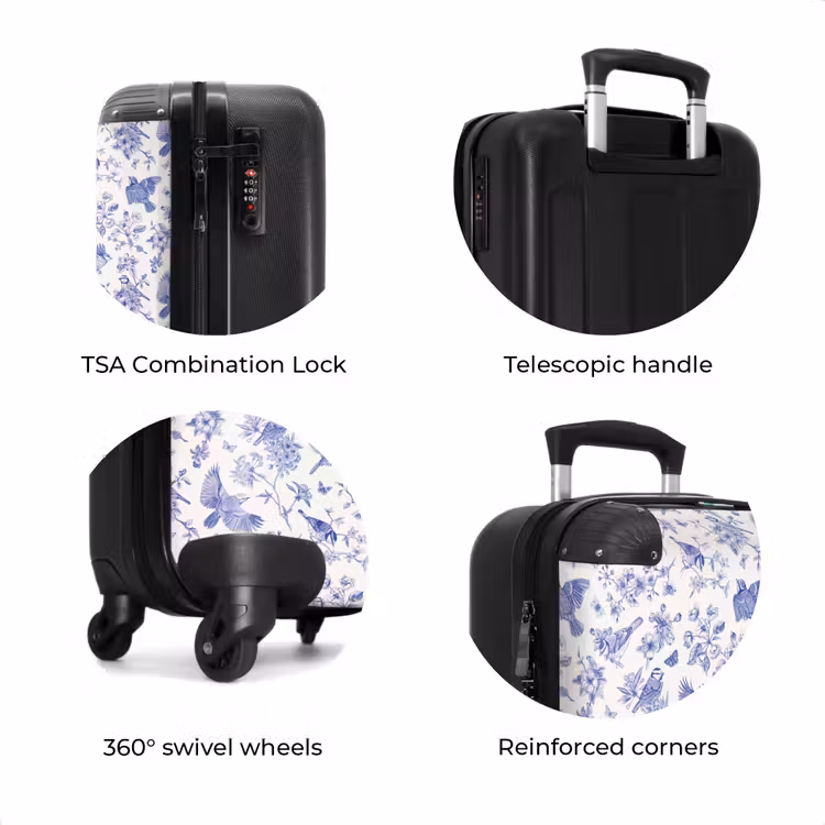 Suitcase - Classic bird and flower pattern blue and white — 8