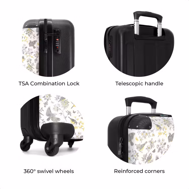 Suitcase - Classic bird and flower pattern yellow — 8